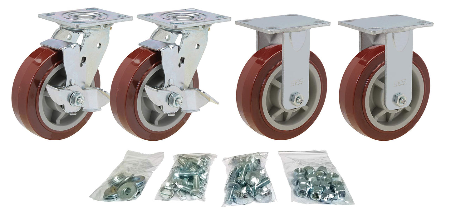 Toolbox Caster Set | 5x2 Polyurethane for Greenlee, Knaack and Other Job Boxes | All Mounting Hardware Included