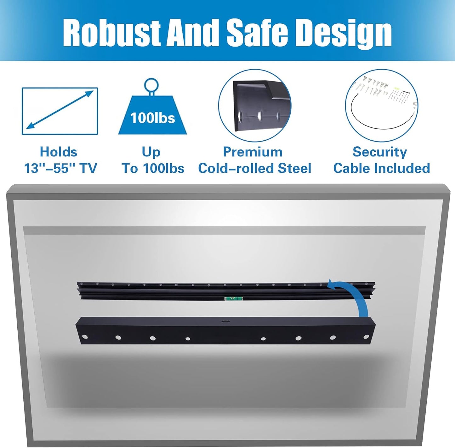 Antimbee 13-55 inch 400x400mm 100 lbs Studless Drywall TV Mount for TVs, No Stud TV Wall Bracket Max VESA up