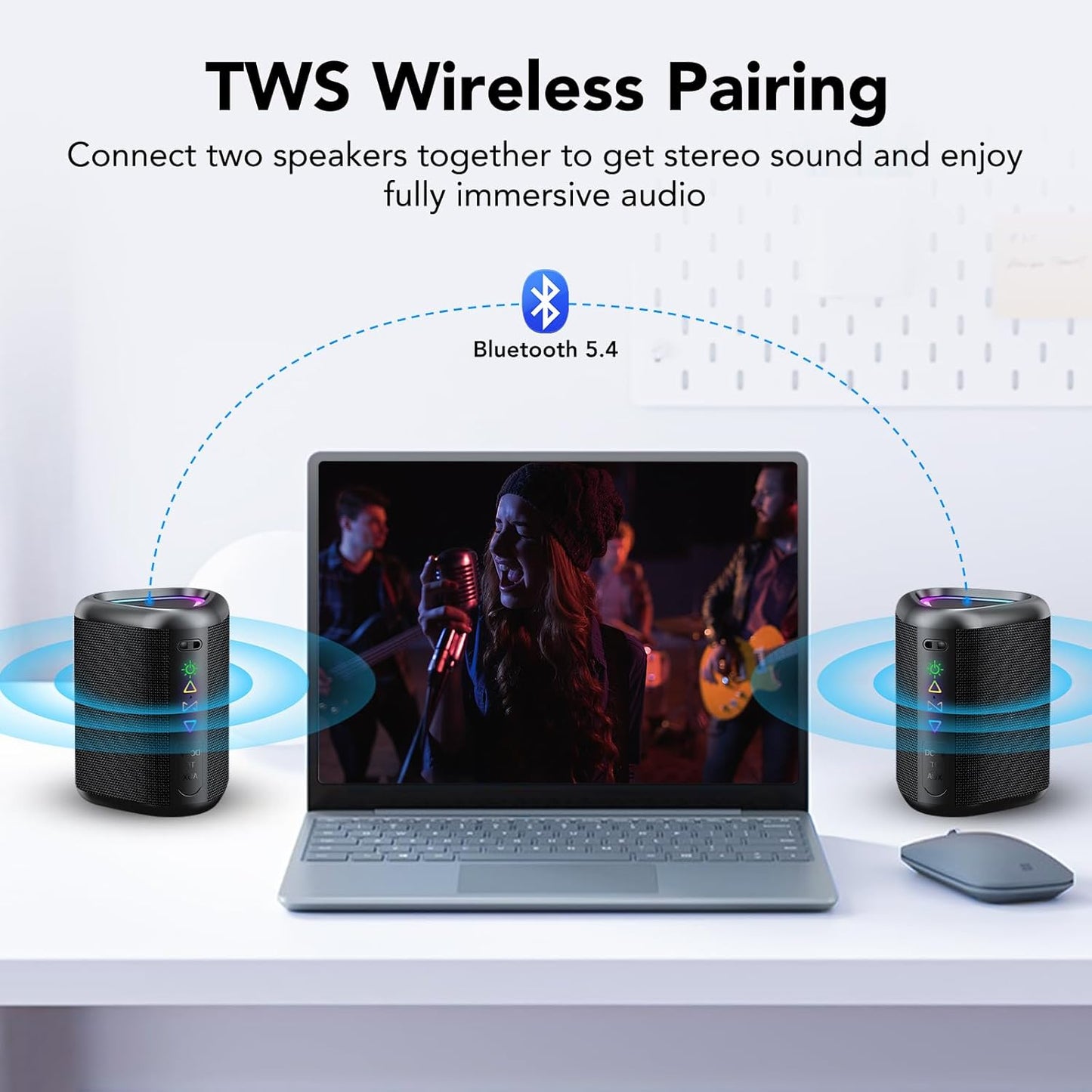 aowoka 2025 5.4, 24H IPX7 Bluetooth Speaker, Portable Wireless Speakers with Led Light, Bluetooth Playtime, Enhanced