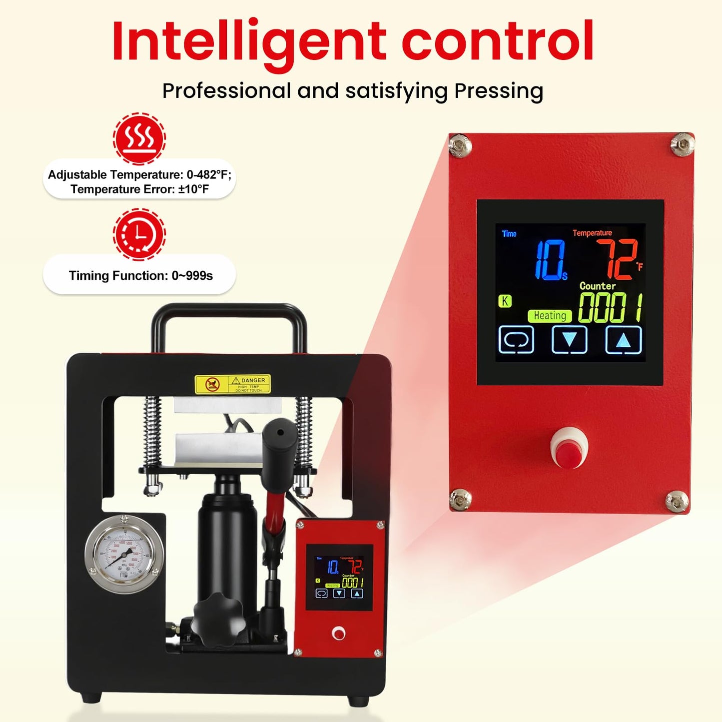 10 Ton Hydraulic Heat Press Machine,2.3 x 4.7 Inch Dual Heating Plate,Fast Heating Jack Heat Press w/LCD Time Temp Controller, Multifunction Heat Press for Printing Textiles Pressing Oil