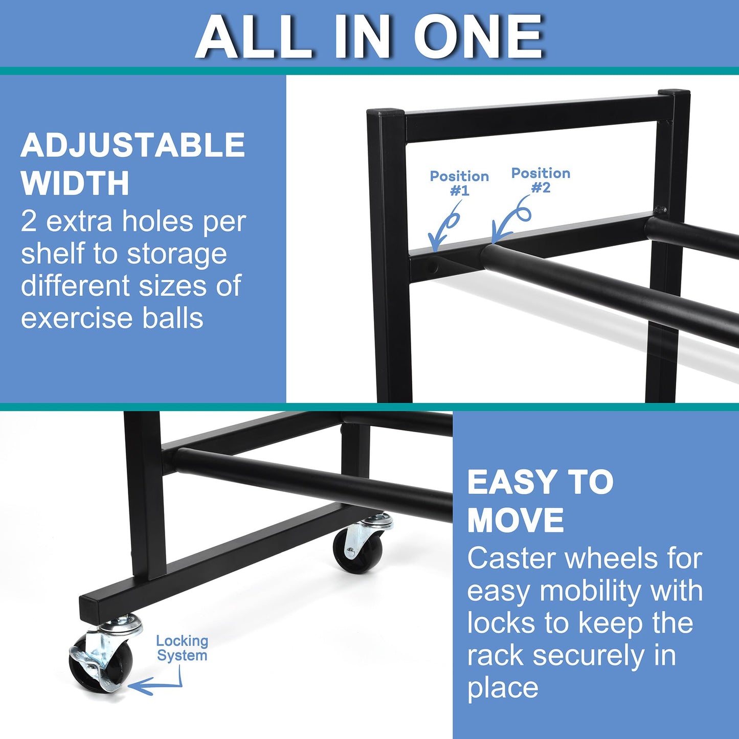 DECORDEEP Medicine Ball Rack, Heavy Duty Medicine Ball Storage Stand, Rolling Med Ball Holder and Organizer for Home, Gym