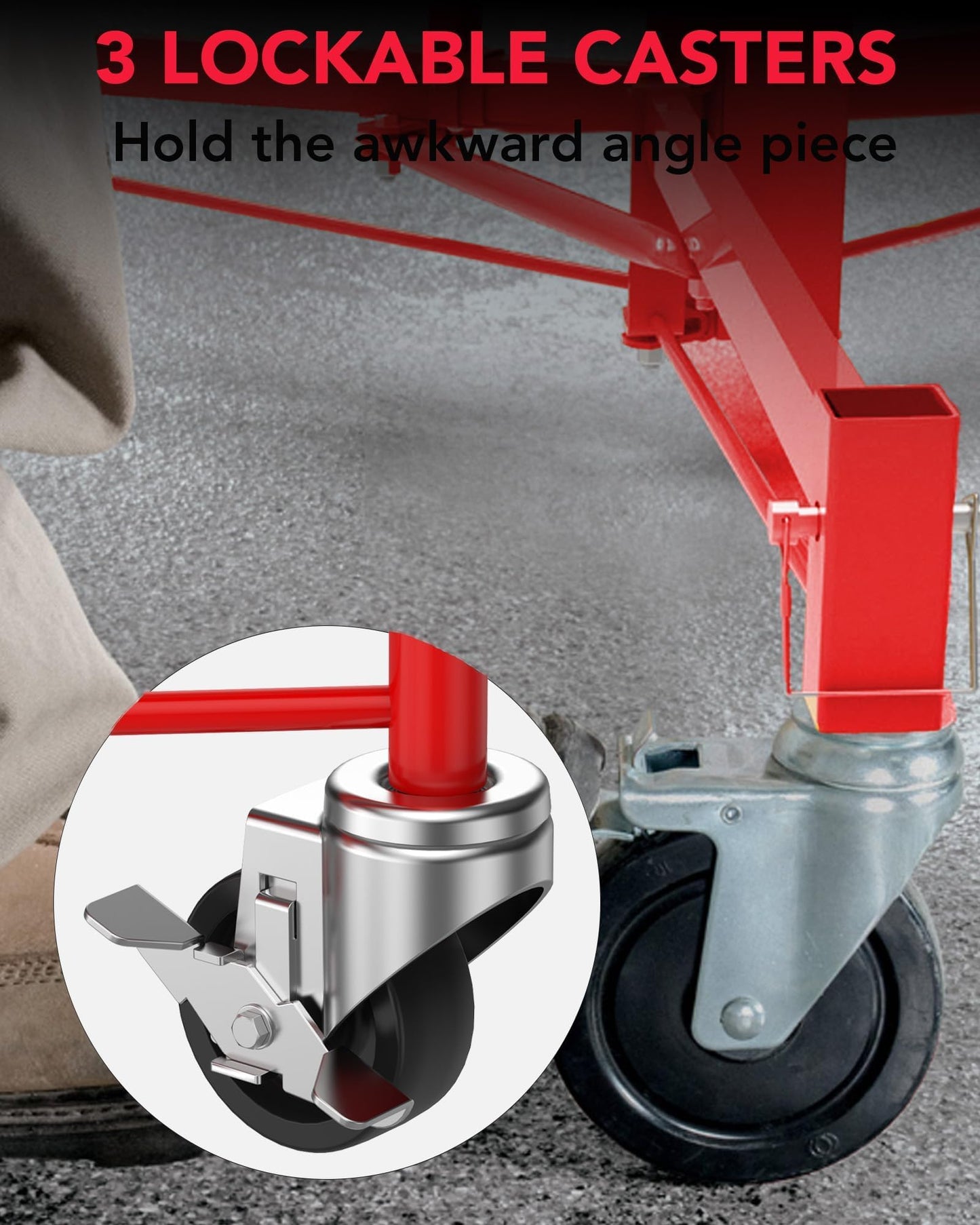 GarveeTech 16 ft Drywall Lift, Sheetrock Lift Drywall Lift, 150 LBS Capacity Drywall Lift Panel Hoist with 360° Adjustable Telescopic Arm & 3 Lockable Wheels, Red