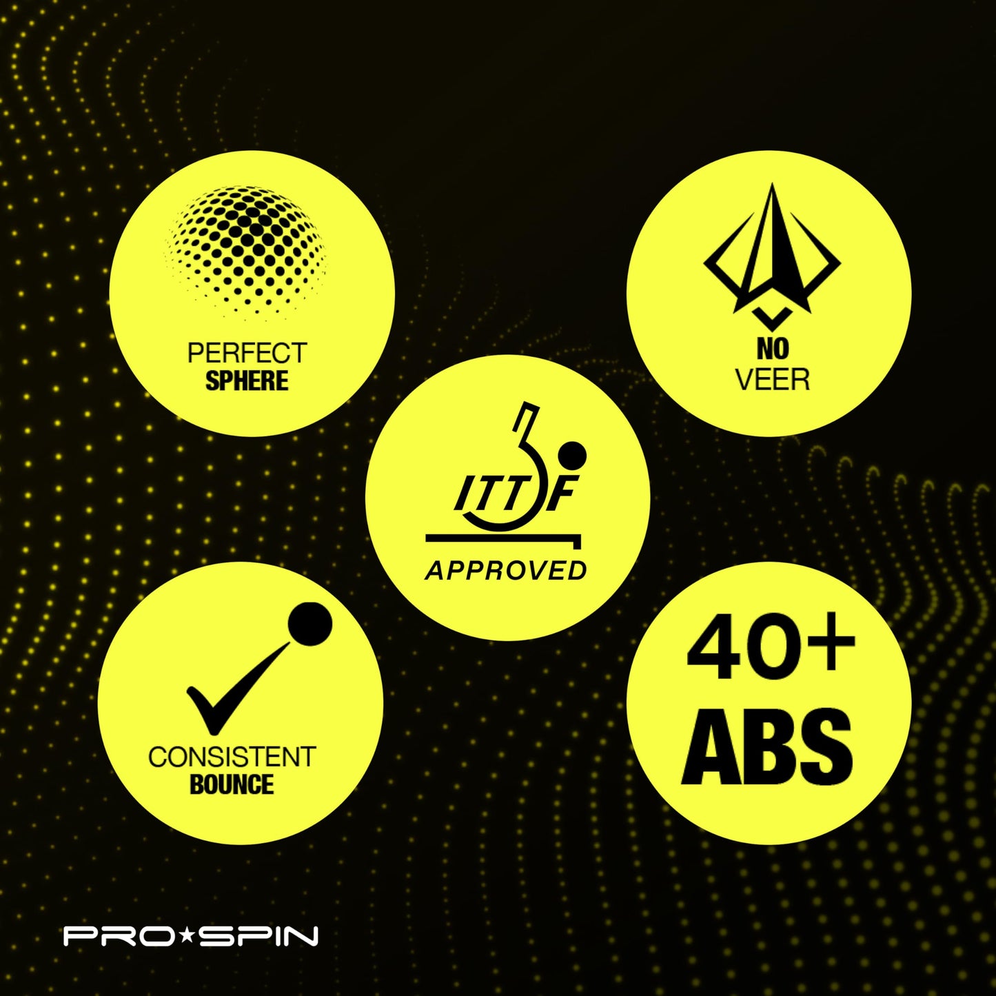 PRO-SPIN Ping Pong Balls – 3-Star ITTF-Approved Premium Table Tennis Balls | High-Performance 40+ ABS Professional Quality for Indoor & Outdoor Play (Pack of 3)