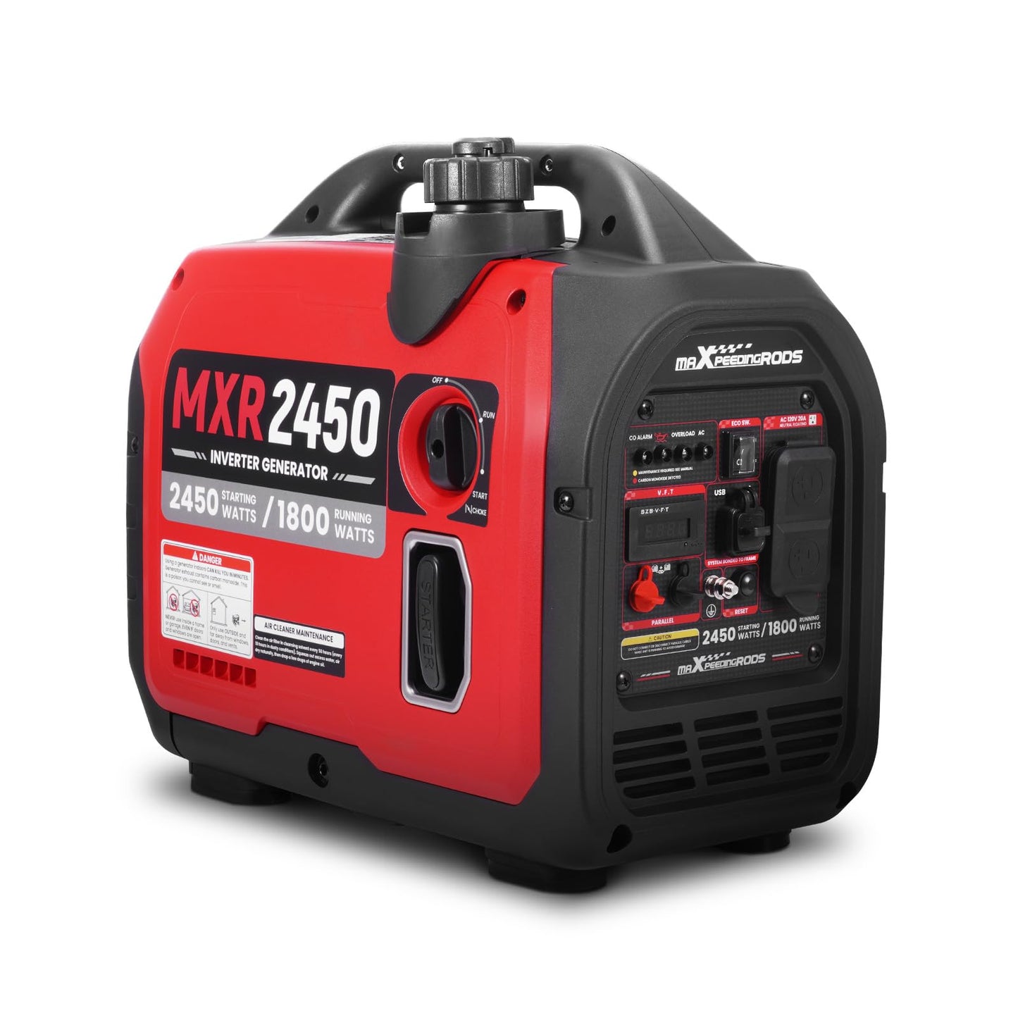 maXpeedingrods 2450 Watt Portable Inverter Generator, MXR2450 Quiet Gas Powered Generator for Camping, RV Ready, Home, Lightweight & Compact, 17kg