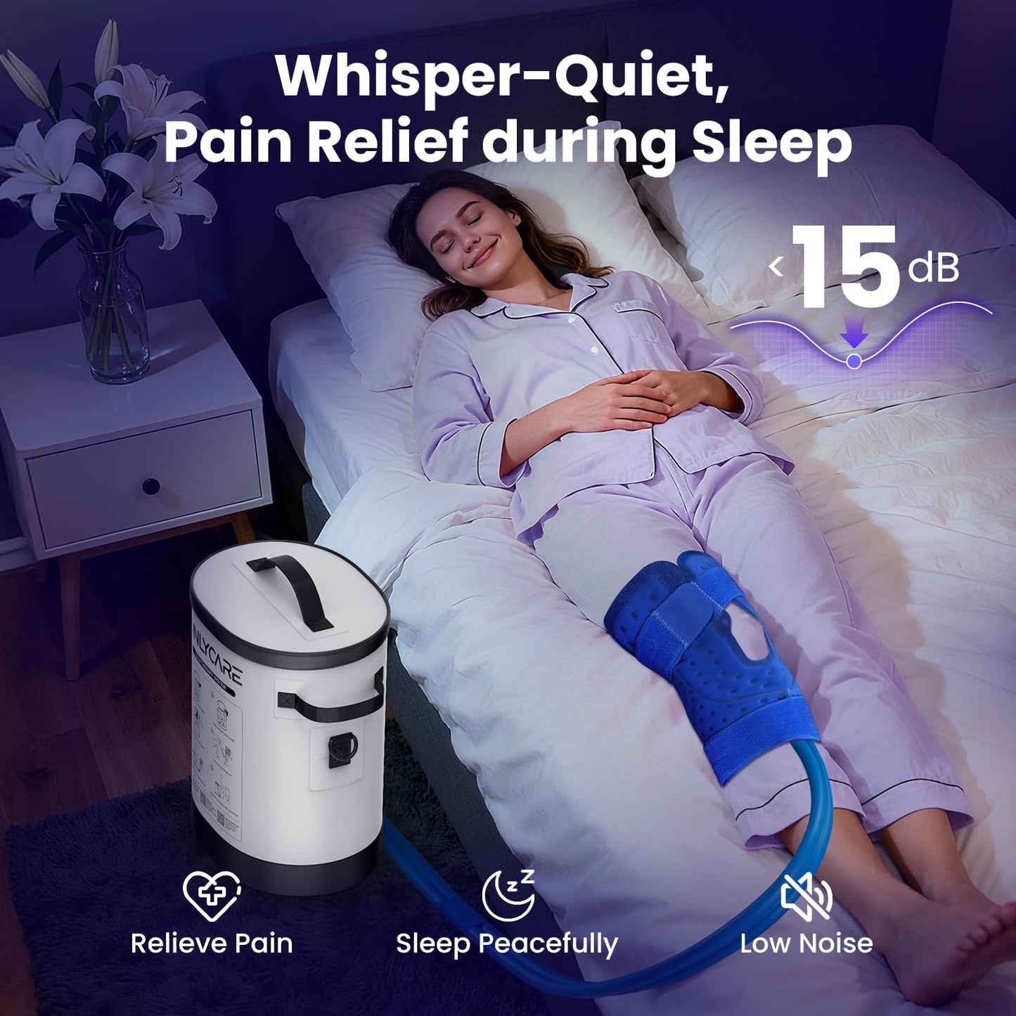 Cold Therapy Machine, Program Timer Ice Machine for Knee After Surgery, Portable Ice Therapy Machine with Quiet Pump, Large Cold Pad for Ankle, Arm Joints, Sports Injuries, Cryotherapy Pain Relief