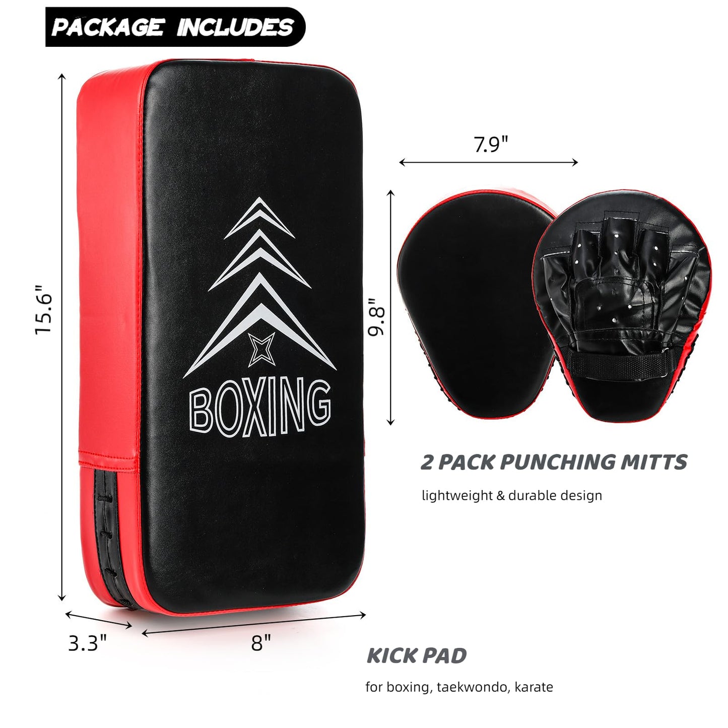 ZOOFOX 2-in-1 Punching Mitts and Kick Pack Set, Curved Focus Mitts and Taekwondo Kick Pad, Adjustable Strike Shield Arm Pad for Muay Thai and MMA