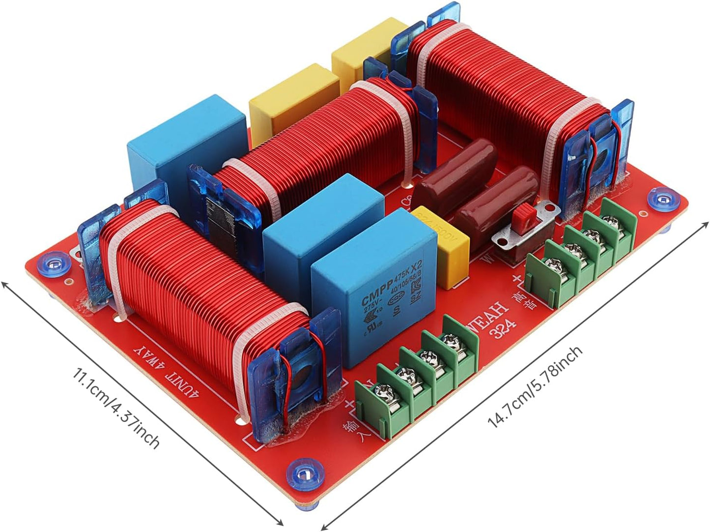 DriSentri 3 400W 4-8 3 Way Crossover, Adjustable Ohm Way One High & Two Low Frequency Divider, HiFi Speaker Crossover