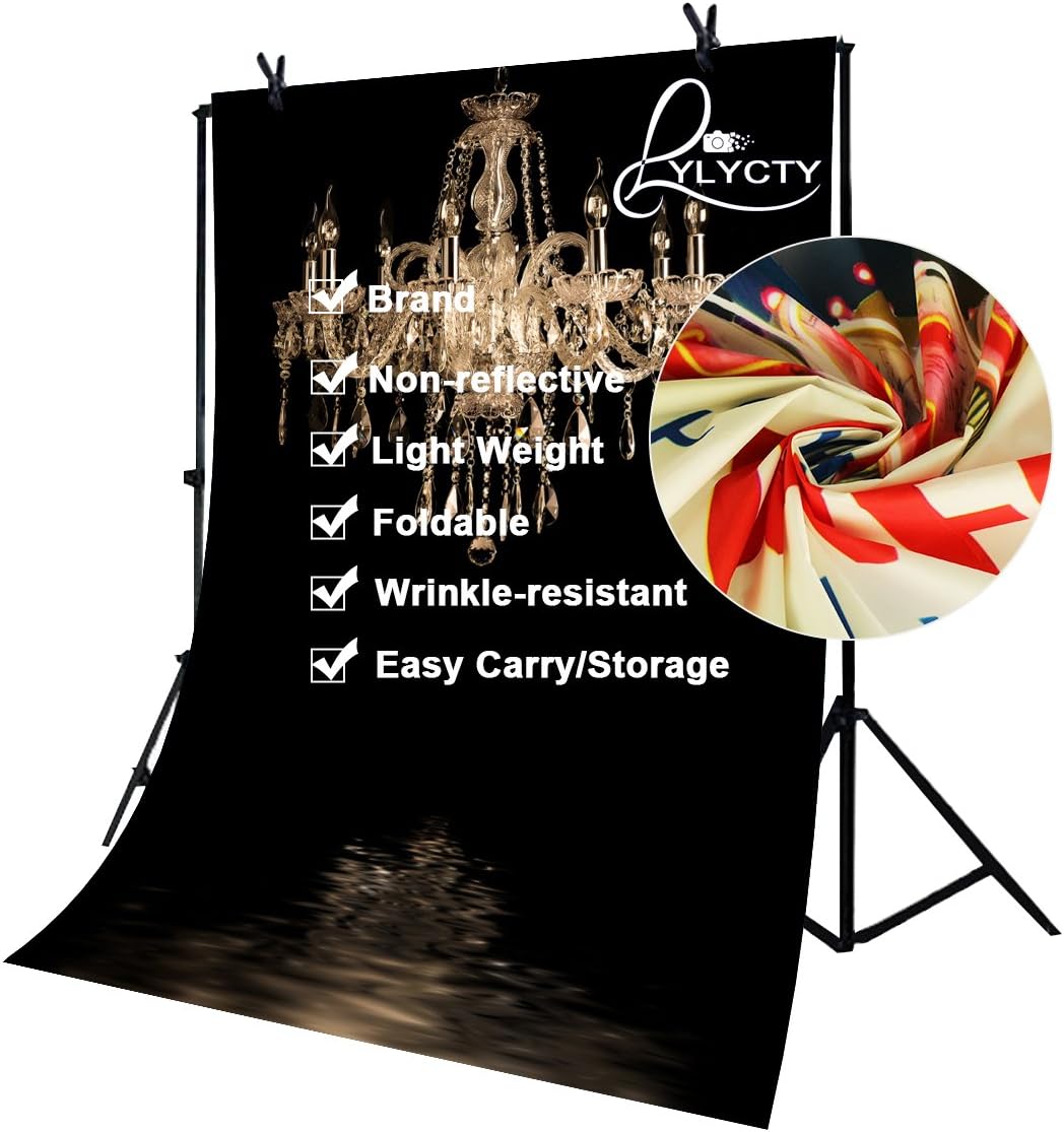 LYLYCTY 5x7ft LY024 Luxurious Chandeliers Photography Background European Gorgeous Crystal Chandelier Black Backdrop