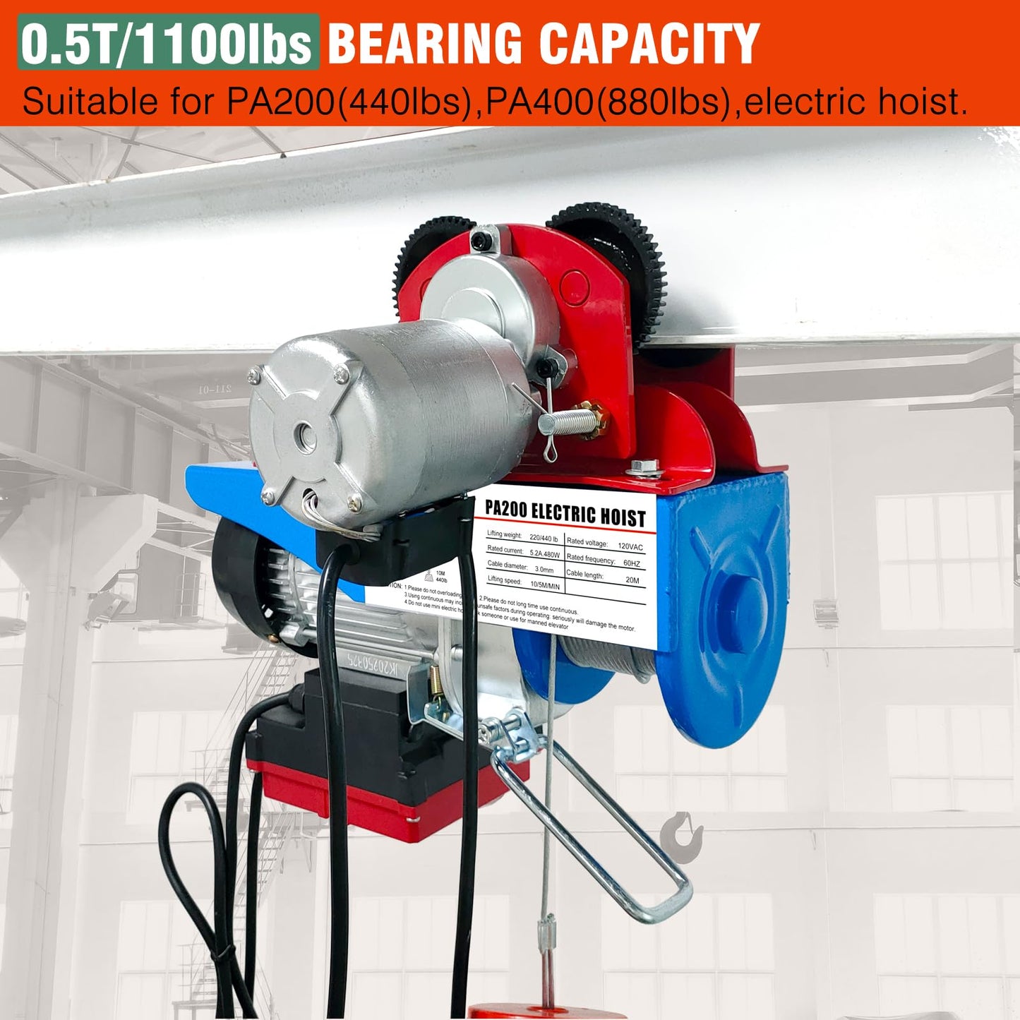 Dremvoist Electric Trolley for Power Hoist,Fit 2.68"-4.33" in I-Beam,0.5 Ton 1100 LBS Capacity,for PA200-PA500 Hoists Push Geared Overhead Crane Heavy Duty Wheels System,for Gantry Cranes,Warehouses