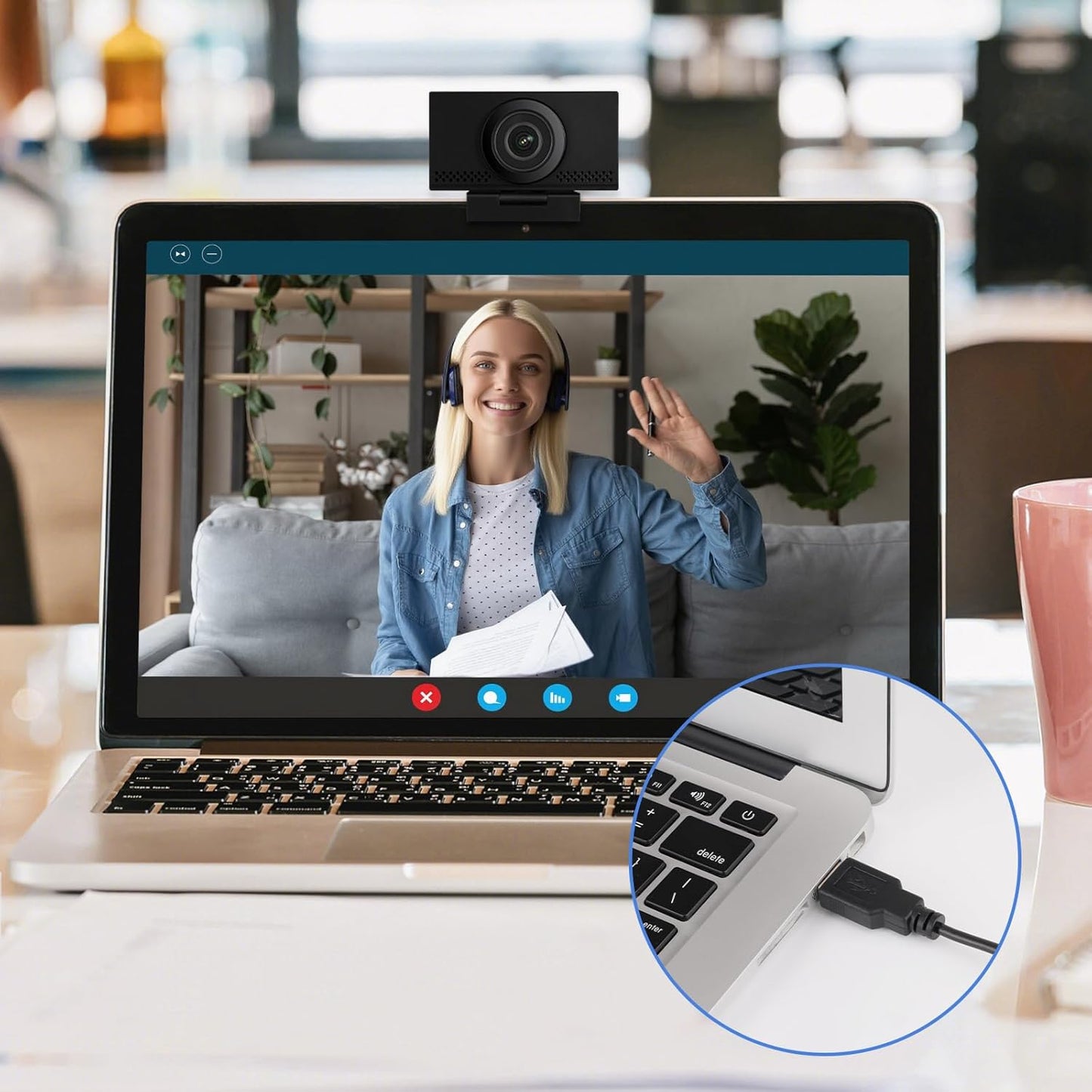 MEGREZ 4K Webcam with Microphone, AutoFocus HD USB C Web Camera with Privacy Cover, Plug & Play Streaming Webcam