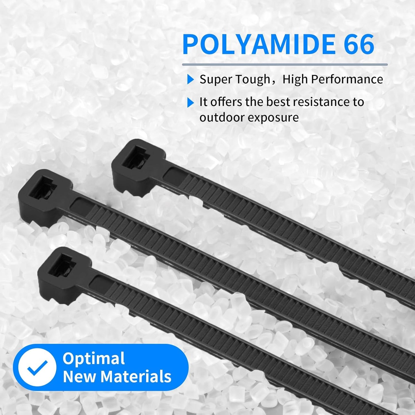 MasiStranth 800 8+12+14+18 Inch PCS Black Zip Ties Assorted Sizes Self-locking Nylon Cable ties Heavy Duty Outdoor, UV