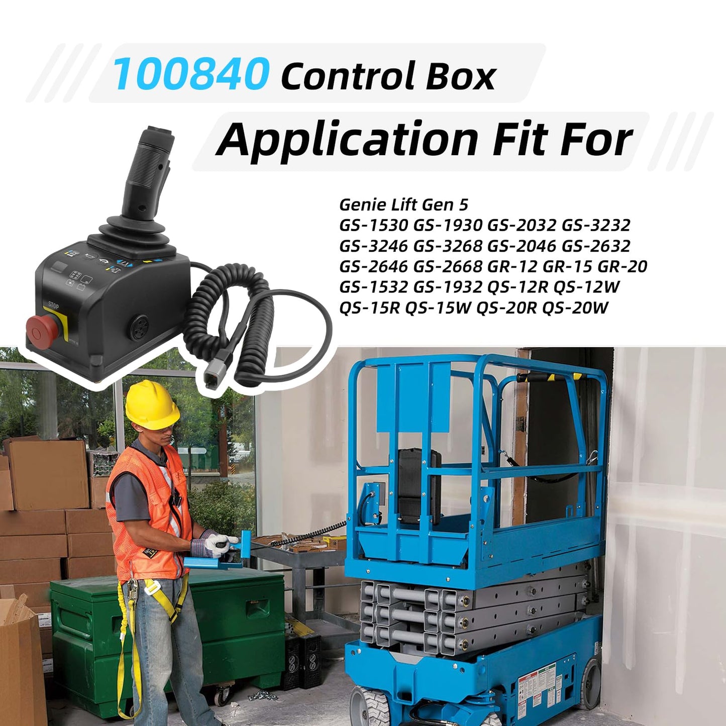 SAIYIS 100840 100840GT Control Box 4 Button for Genie Scissor Lift GS-1530 GS-1532 GS-1930 GS1932 GS-2032 GS-2046 GR-12 GR-15 GR-20 GRC-12