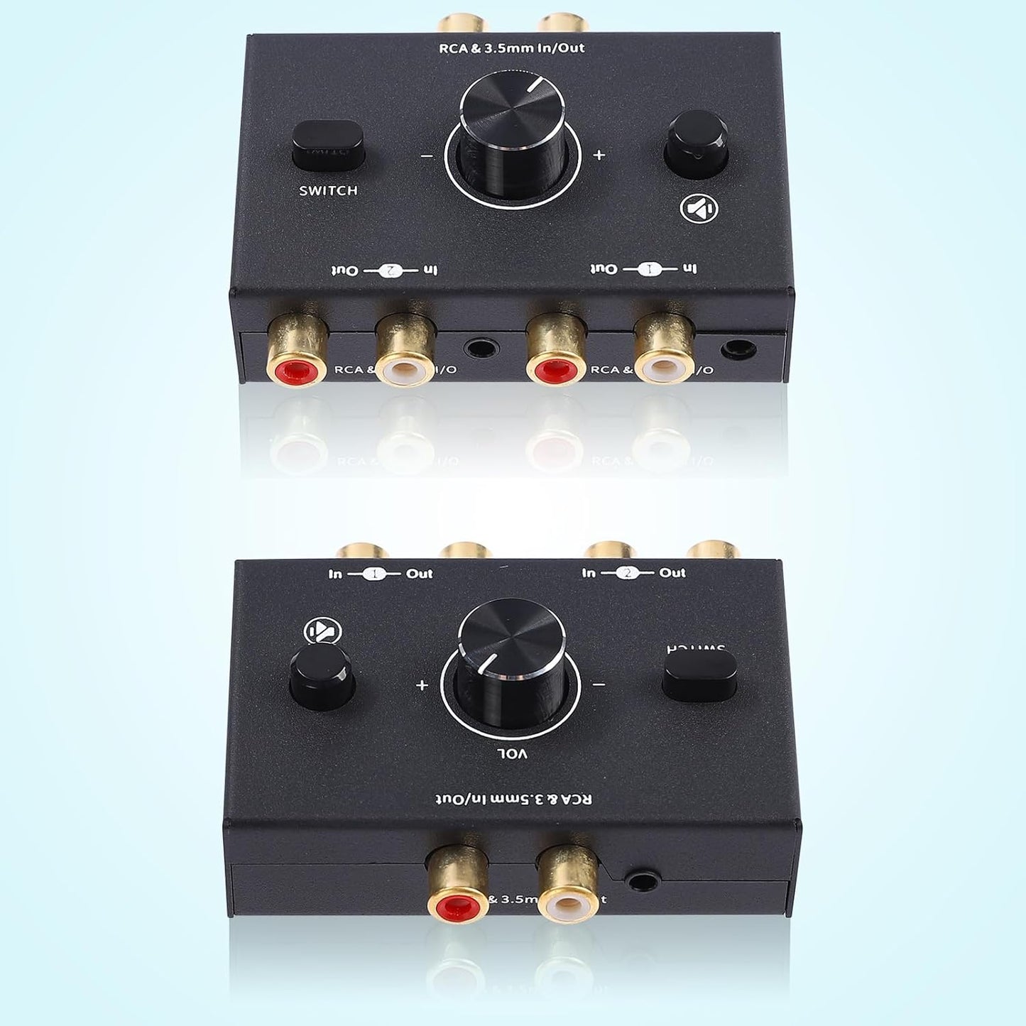 ATNEDCVH 3.5mm 1 2 2 1 2-Way RCA Port in Out / in Out Bi-Directional Audio Switcher, Stereo L/R Sound Channel Speaker