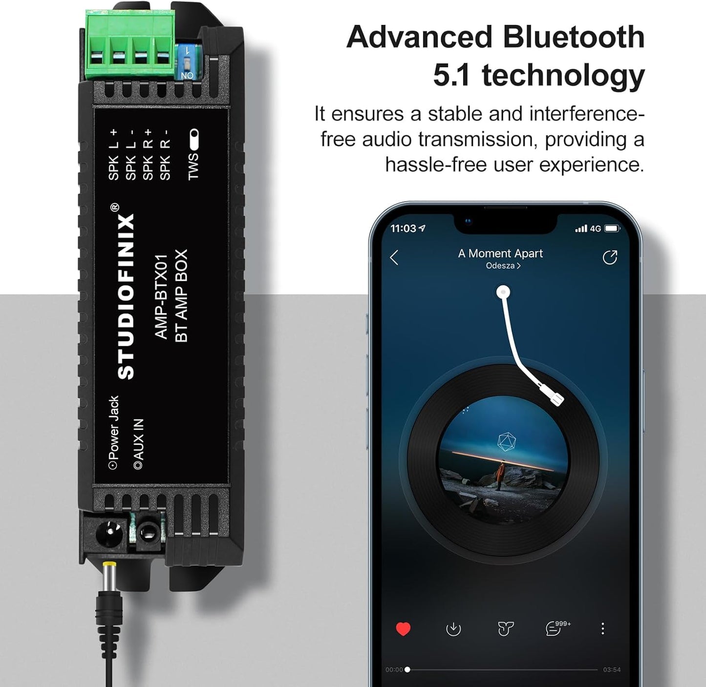 STUDIOFINIX 2-Channel 5.1 STUODIOFINIX Mini Bluetooth Amplifier for Passive Speakers with TWS,AUX,Replacement