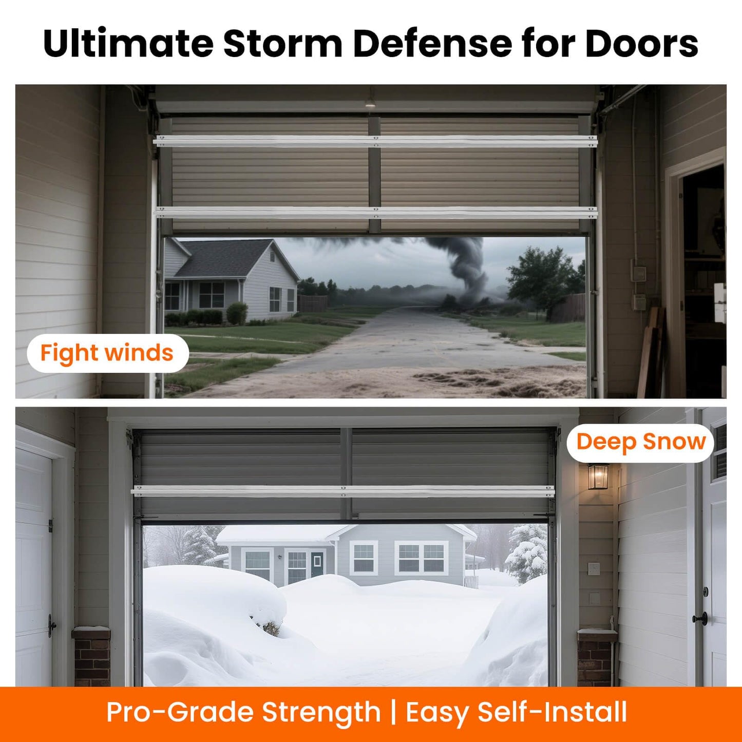 9FT Garage Door Reinforcement Strut Kit, 18-Gauge Heavy Duty Steel Support - 1.2M Extended Center Segment for Superior Strength, Anti-Sag & Noise Reduction, Fits 9ft Single Doors, Easy DIY Kit