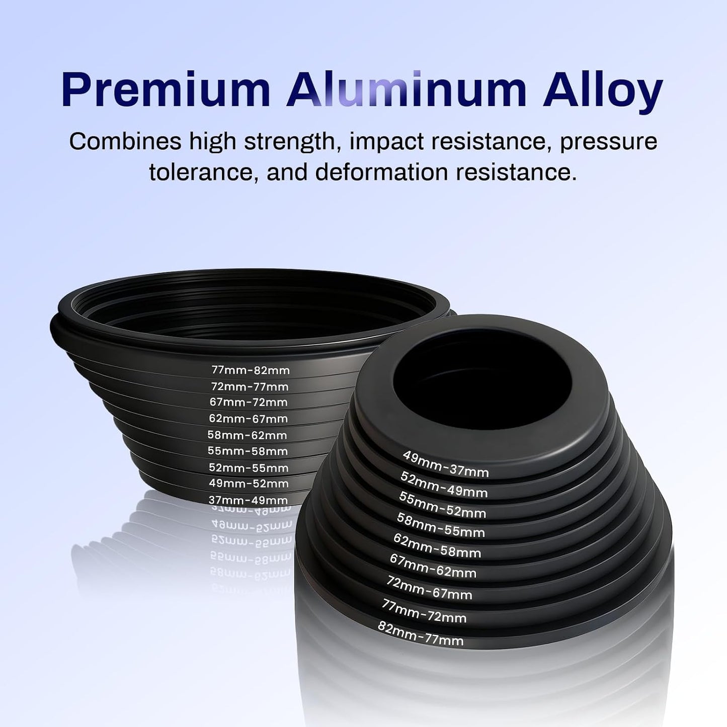 Wokyo 18 Set, 37 49 52 55 58 62 67 72 77 82mm PCS Lens Filter Adapter Ring Metal Step Up/Down Ring Adapter Filter