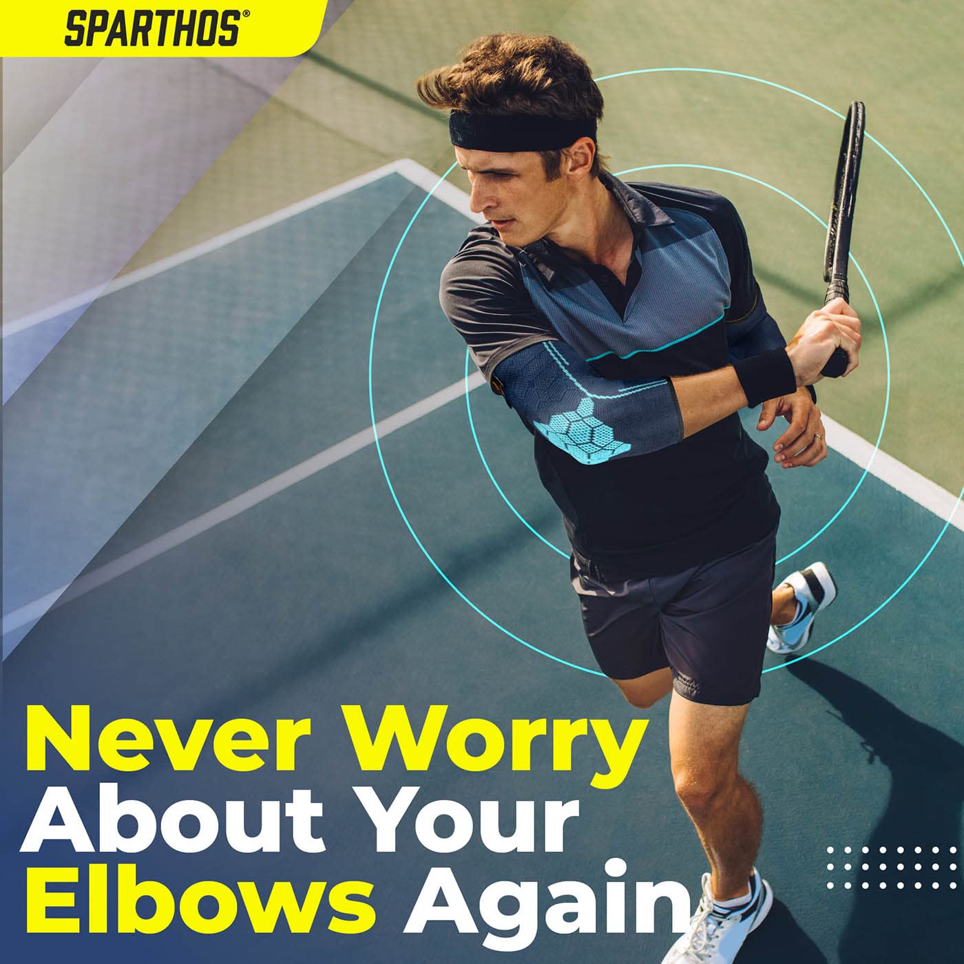 Sparthos Elbow Compression Sleeves (Pair) – Tendonitis Golfer's Tennis Elbow Brace Support for Men and Women – Arthritis Bursitis Kinesiology Tape Kids Athletic Sport Basketball (Blue-S)