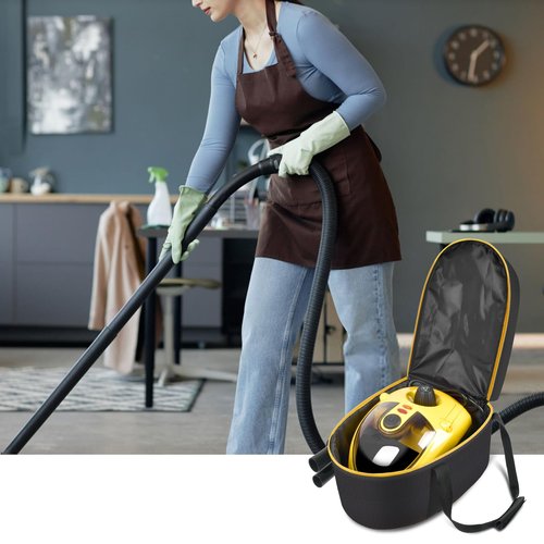 Bag for Wagner Spraytech 0282014 915e Portable Steam Cleaner, Foldable Handheld Steamer Storage Case Container for 18 Accessories Cleaning Brushes, Wallpaper Steam Plate with Pockets-Bag Only(YELLOW)