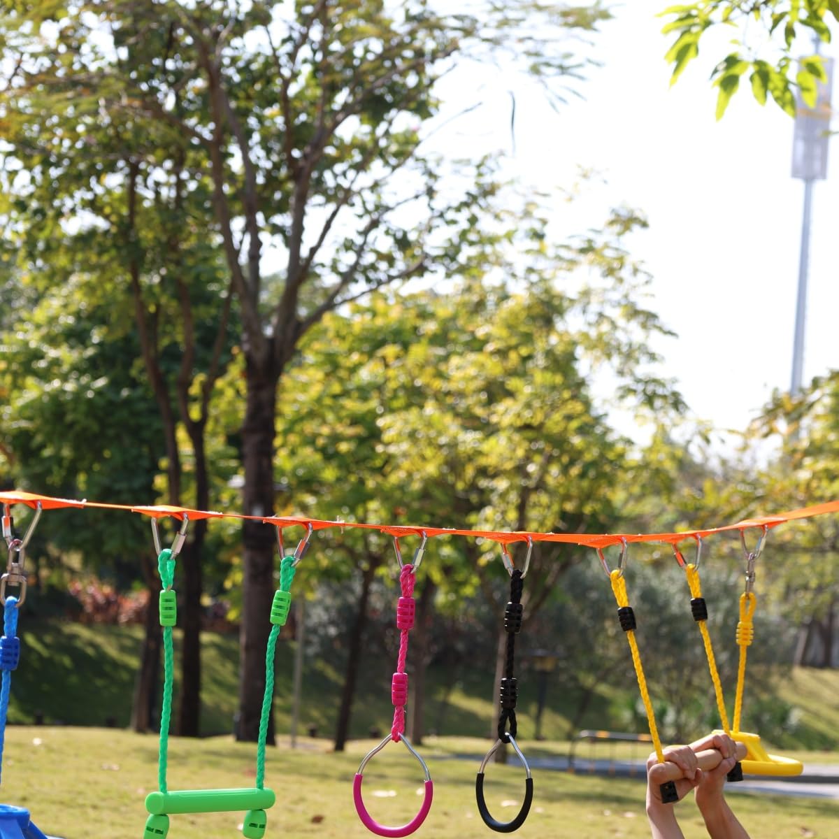 Ymeibe Kids Ninja Monkey Bars 2 Packs for Slackline Accessories for Slackline Obstacle Course for Backyard Attachments to Most Any Home Playground Equipment Sets