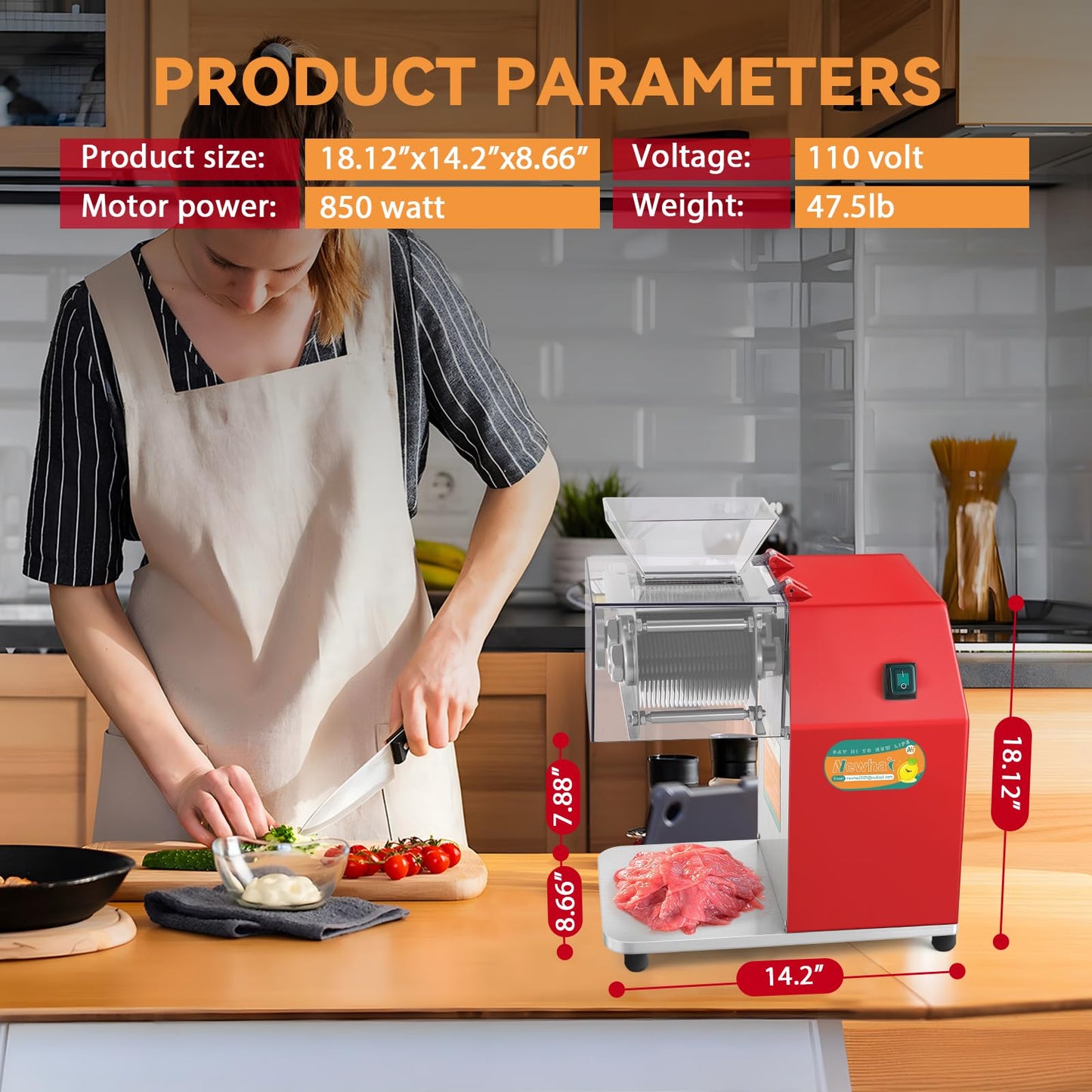 Newhai 850w Meat Cutter 3.5mm + 5mm Spare Blade
