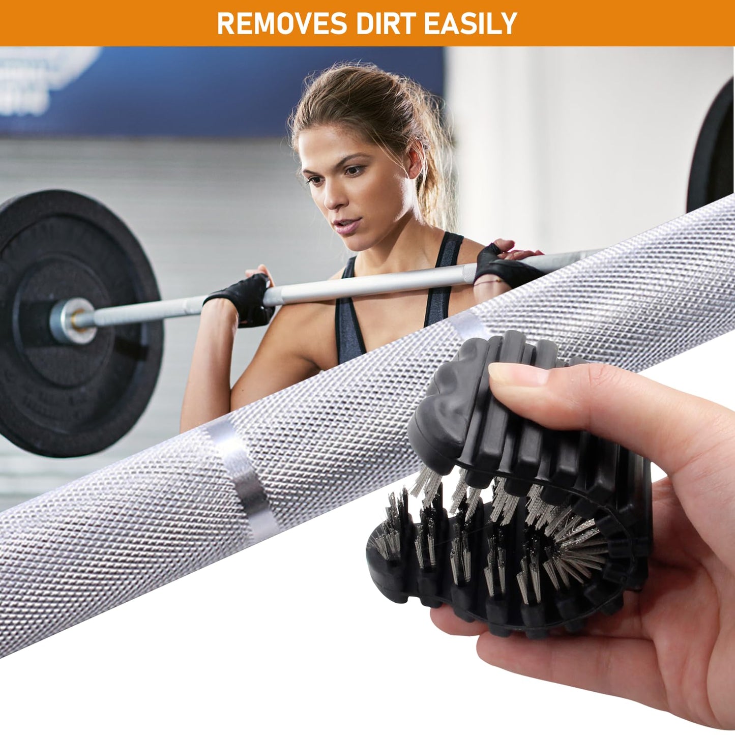 KIBBEH 2 Pack Barbell Cleaning Brush Kit, Nylon and Wire Barbell Brush for Cleaning Weighted Bars, Cleaning Supplies Stiff Brush for Strength Training Bars, Barbell, Dumbbells, Weight Trays