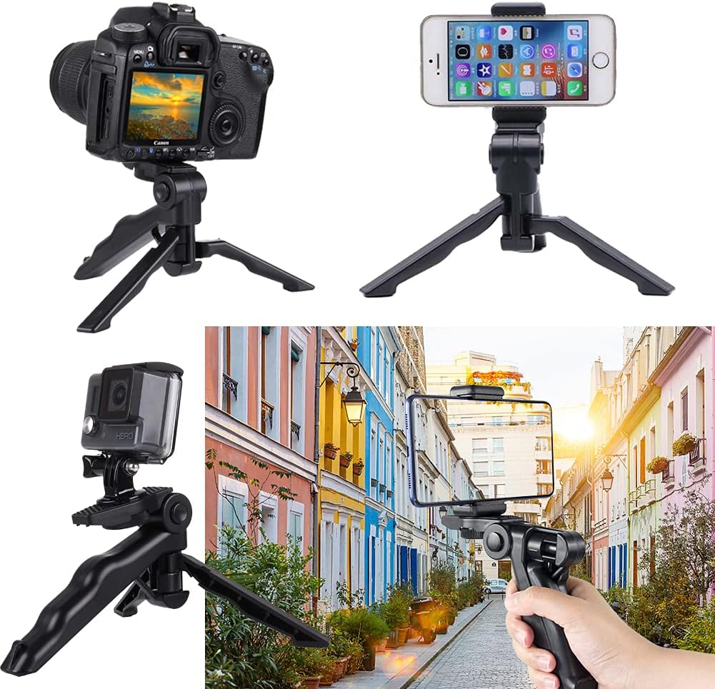 Walway 1/4" Foldable Mini Table Tripod Stand Hand Grip with Screw Compatible with Gopro/Smartphones/Compact Cameras