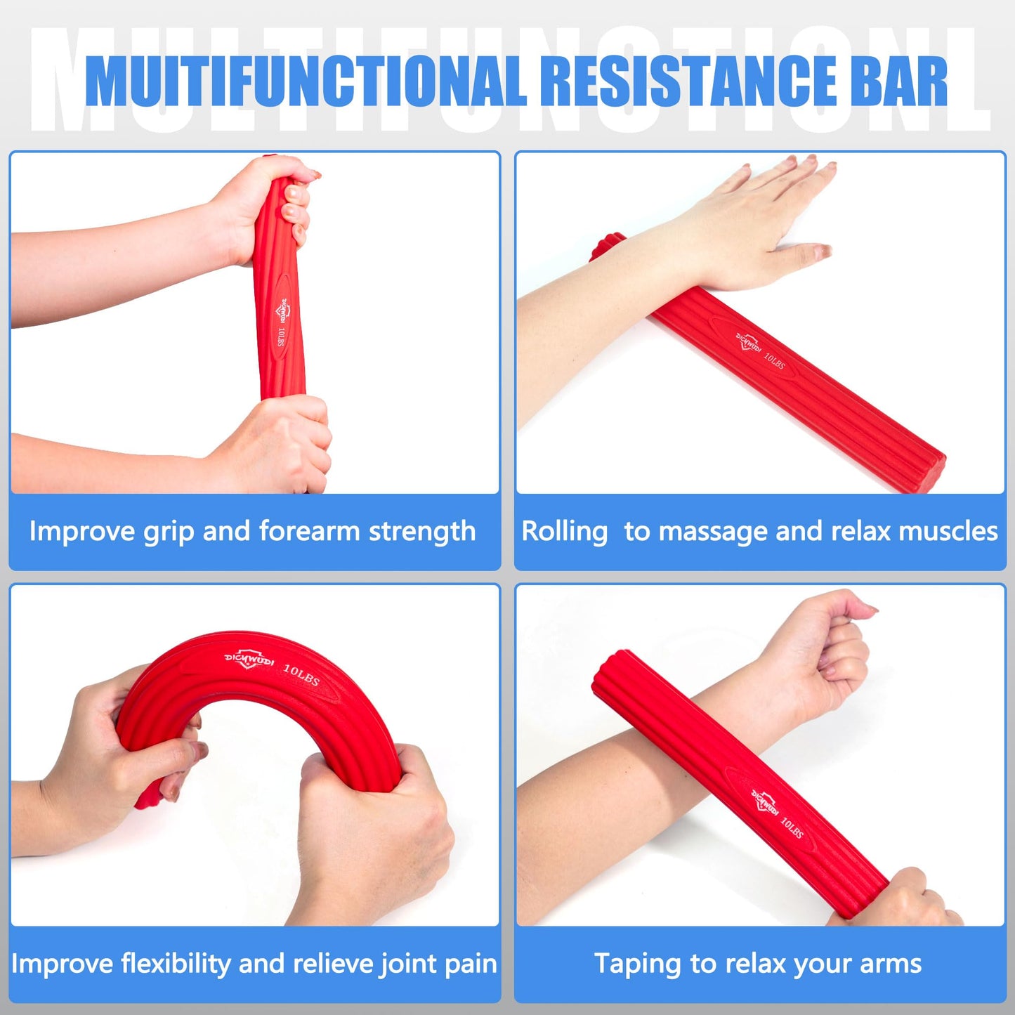 DICYWUDI Flex Therapy Bar and Grip Strength Trainers set, Physical Therapy & Resistance Bar for Golfers Elbow, Tendinitis, Wrist,Forearms Pain, Improve Grip Strength and Relieve Pain