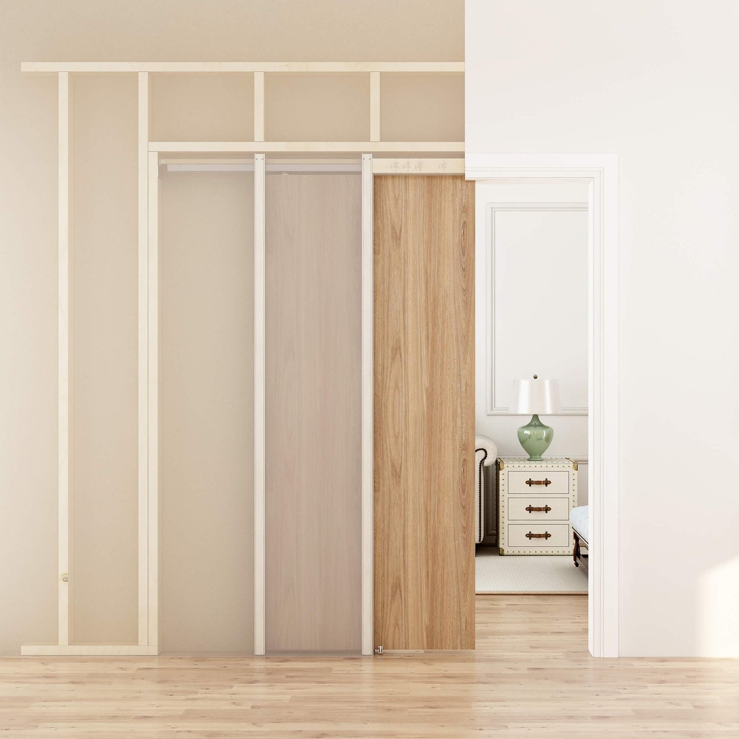 JUBEST Pocket Door Frame Kit With 88LBS Two-Way Soft-Close Mechanism, Smoothly and Quietly, Easy to Install Hidden Kit, for 24" to 36"x80" Door, Durable and Stylish