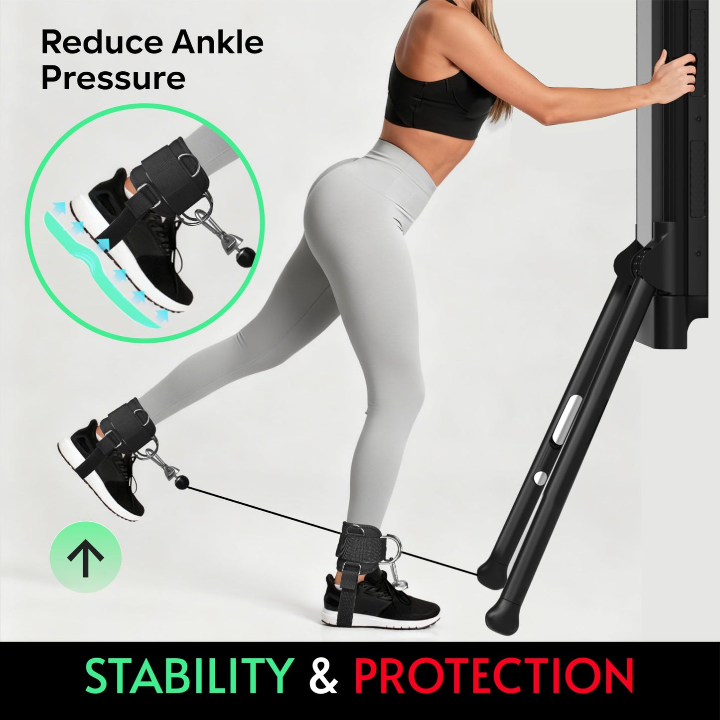 Crostice Ankle Strap Compatible with Tonal Machine, Kick Back Ankle Straps for Smart Home Gym, Cable Machine Attachment with Multi-Angle Adjustment, Extra Strap for Foot Support, Heavy-Duty
