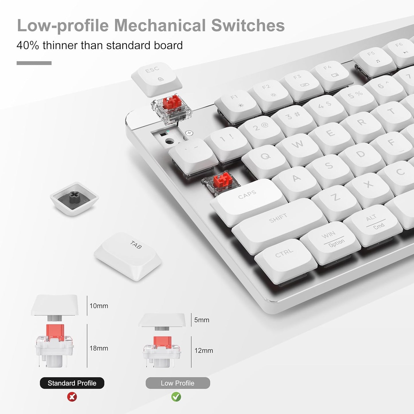LeadsaiL 2.4Ghz 98-Key Wireless Keyboard and Mouse Combo, Cordless Mechanical Keyboard and Silent Mouse for Business