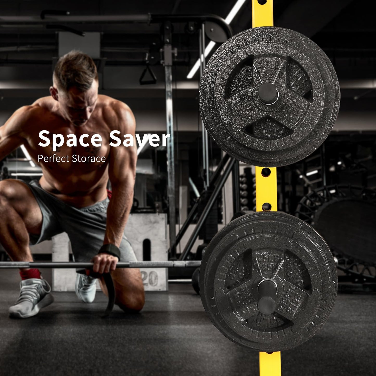 Weight Plate Holder Power Rack：1Pair Olympic Plate Storage for Squat Rack Attachment- 2inch Plates Holder for Power Cage Rack