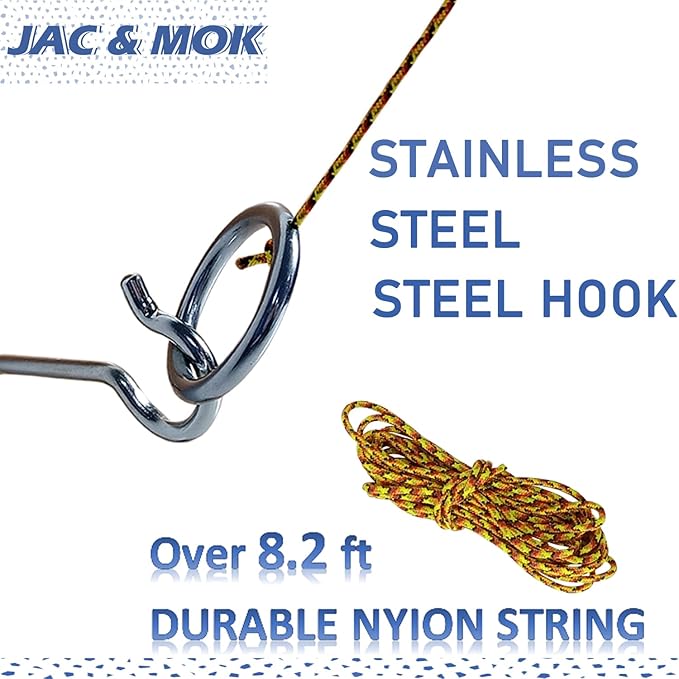 Jac & Mok Hook and Ring Toss Games Outdoor Indoor Games-Hardware and Nylon String Ring Toss Toys