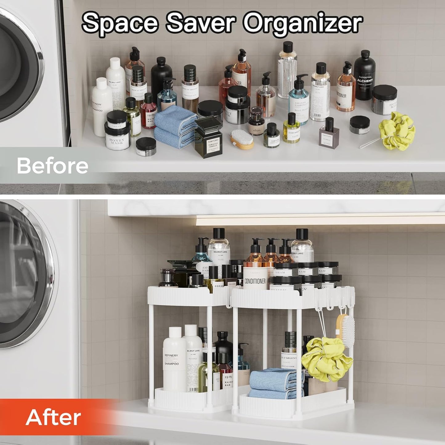 Ukeetap Multi-Purpose Pull-Out Storage Organizers - Under Sink & Cabinet, 12.8 Inch, White