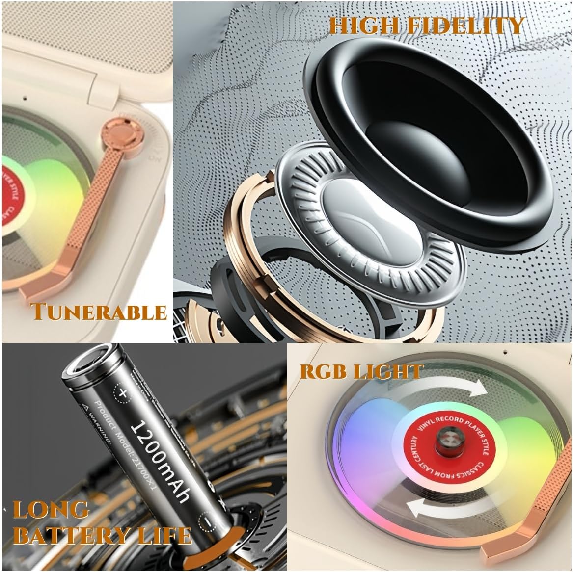 MiniLuxis Retro Bluetooth Speaker, Portable Mini Wireless Speaker with Clear Sound & Long Battery Life, Small Cute
