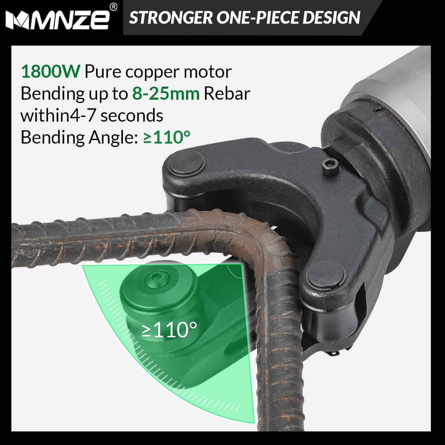 MMNZE Electric Hydraulic Rebar Bender 1800W Portable Rebar Bending Machine 1 Inch #8-25mm Rebar Bending Angle 0-130 Degrees with Positioning Bolt, Fast Bending or Straightening, 110V