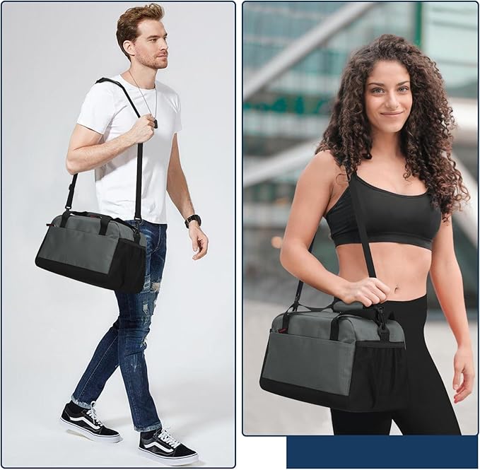Small Gym Bag with Wet Pocket - 14 inch Mini Duffle Bag for Men & Women Lightweight Carry On Bag for Travel Sport - Dark Grey