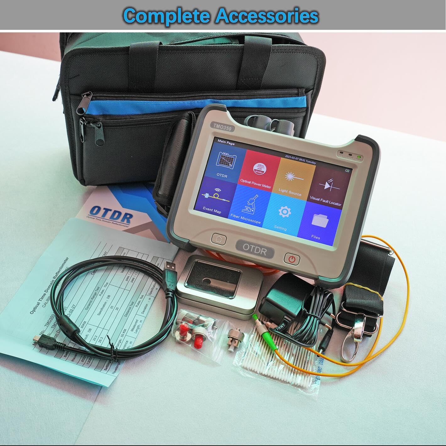 QIIRUN OTDR Fiber Optic Tester SM 1310/1550nm 32/30dB, Optical Time Domain Reflectometer with 0.8m Dead Zone 160km Range, 7-inch Touchscreen, OPM VFL OLS Event Map, Multifunctional Test Kit