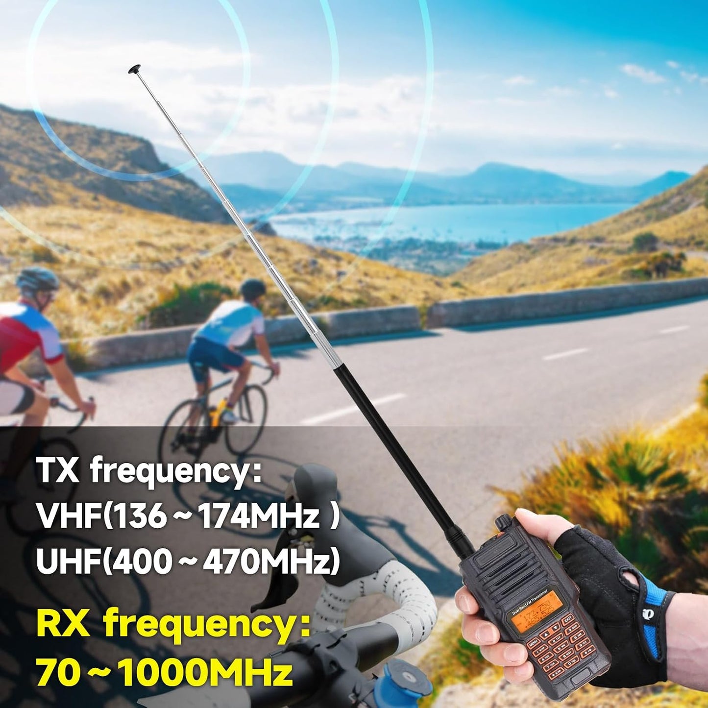 Eightwood 70-1000MHz 9-Section UV5R UV82 Wide Band Handheld Telescopic Antenna SMA Female Ham Radio Antennae