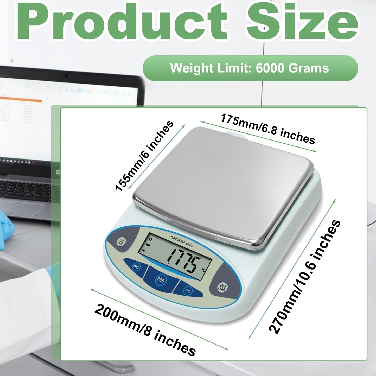 GPJYYDS High Precision Laboratory Balance, 6000g x 0.01g Accuracy Digital Analytical Scale Professional Electronic Lab Scale for Industrial, Scientific Research, Jewelry, Coins