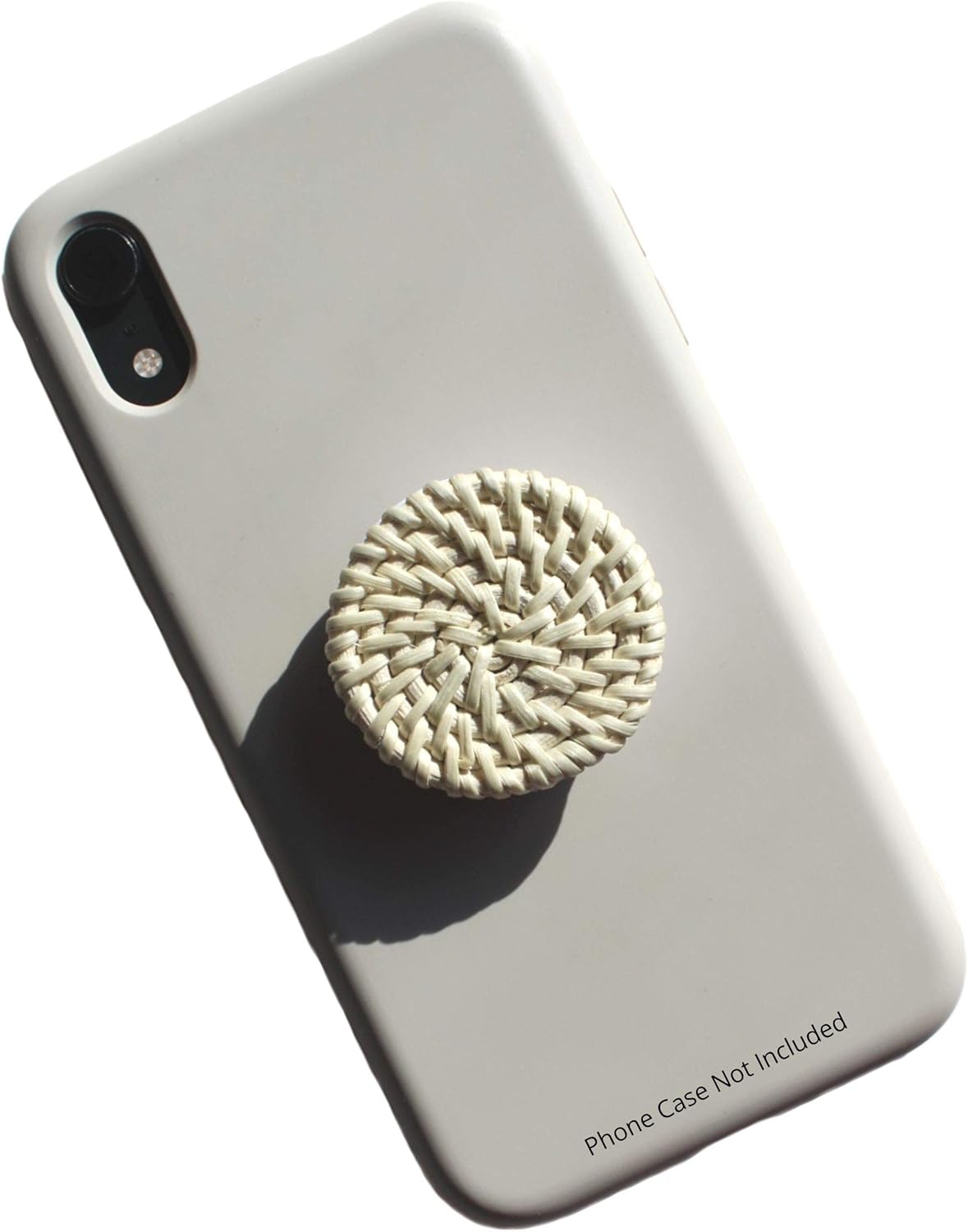 Carphone Warehouse Hirsch & Timber Rattan Phone Grip Stand for Cell Phone and Tablet (Ivory White Base, Regular)