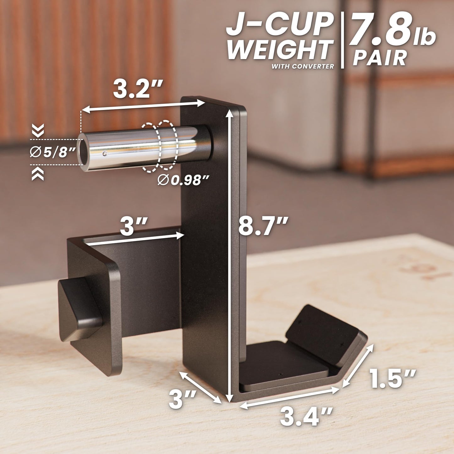 Synergee J-Hooks for Power and Squat Racks. 3x3 J-Cups Designed for 1” or 5/8 Hole. J-Hooks for Power Lifting, Squats and Presses. Sold in Pairs.