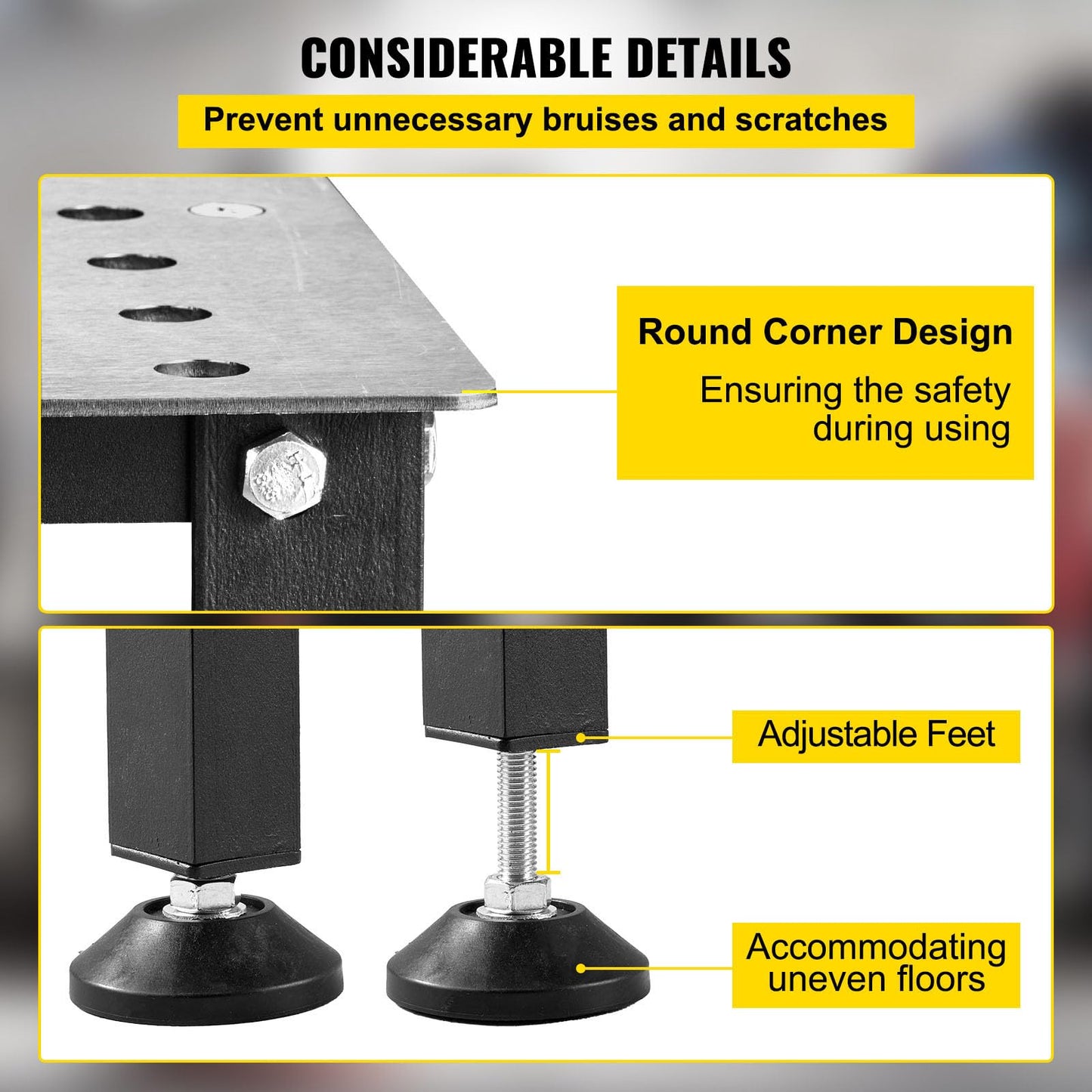VEVOR Welding Table 36" x 24", 800LBS Capacity Welding Workbench Table, Heavy-Duty Work Bench with 0.63" Fixture Holes and Non-Slip Foot Pads for Welding Assembly Repair Works
