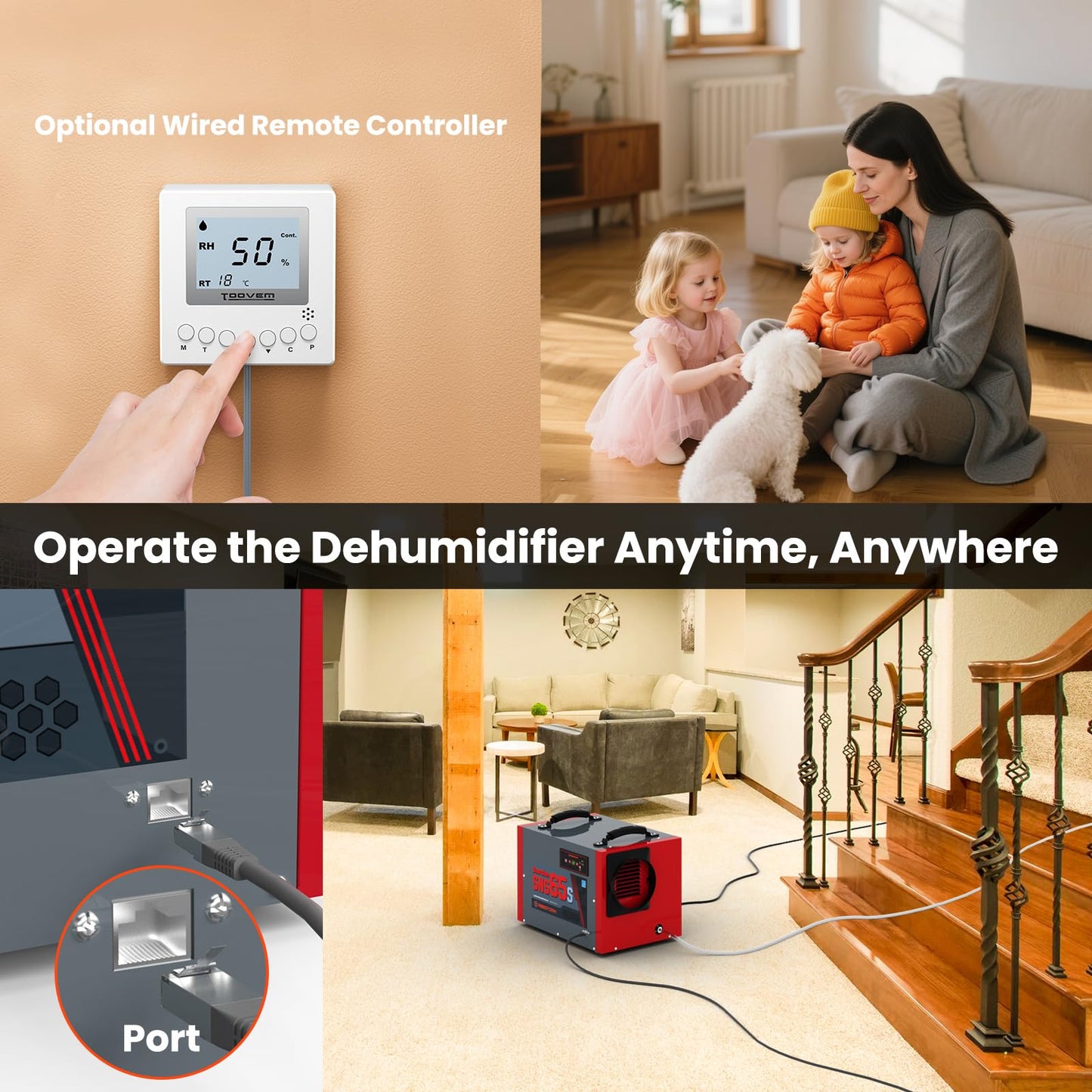Abestorm Crawl Space Dehumidifier with Pump and Hose, 120 PPD Energy Star Commercial Dehumidifier Up to 1,300 sq. ft. for Basement, Water Damage Restoration, Auto Defrost(Guradian SNS65S)