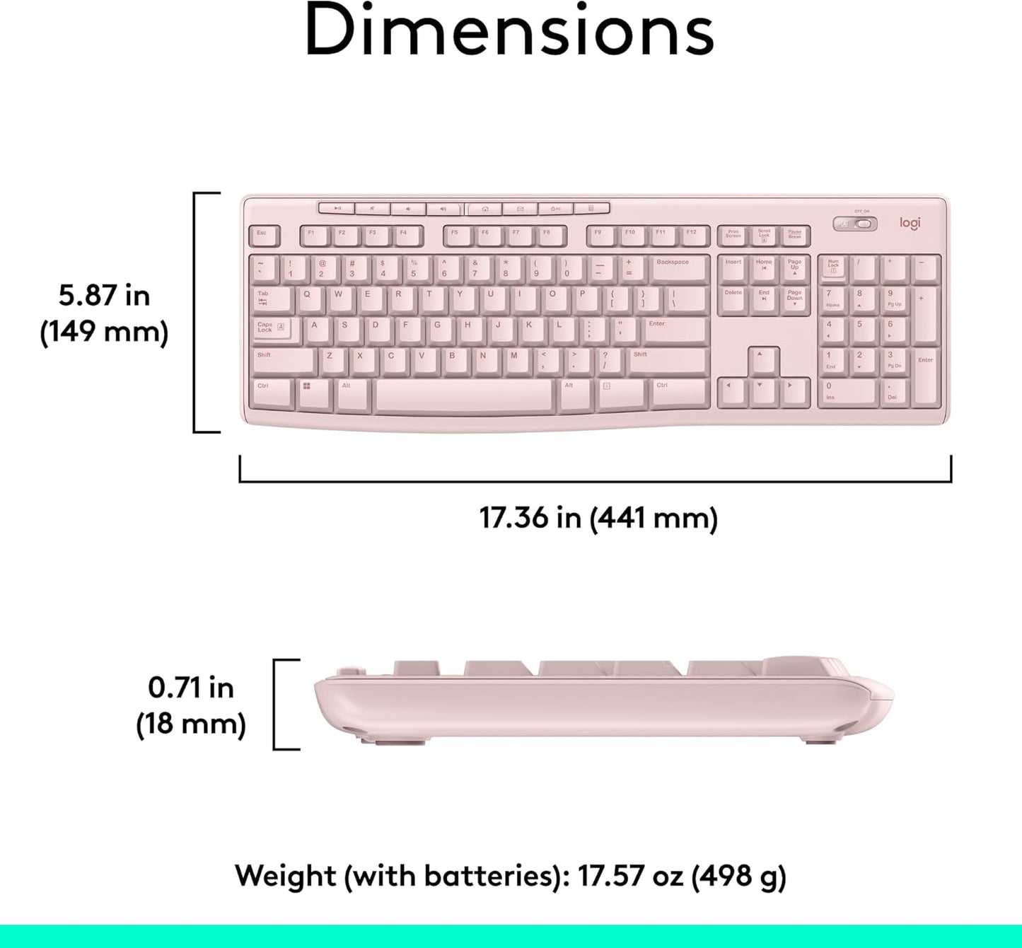 Logitech K270 2.4 8 2-Year Wireless Keyboard for Windows, GHz Wireless, Full-Size, Number Pad, Multimedia Keys, Battery