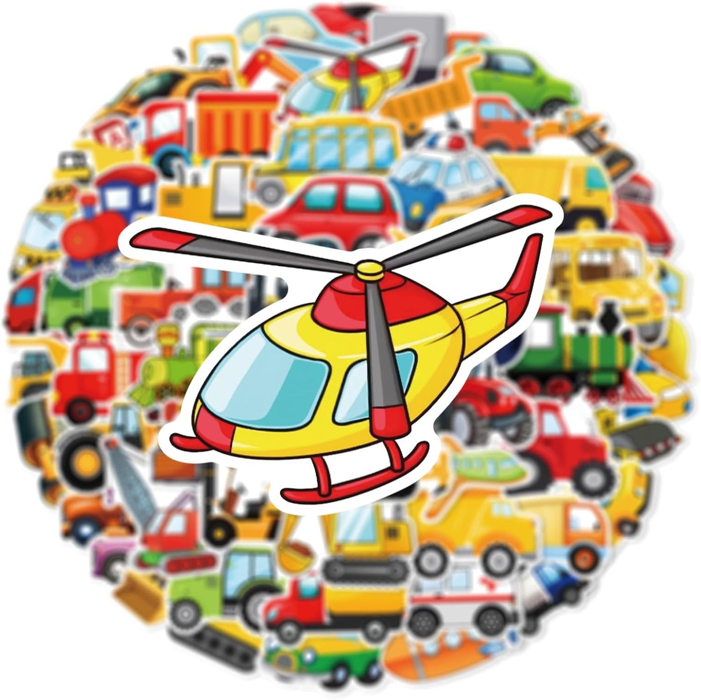 Luziwiox Pack, 60Pcs (Colourful-F1) Transportation Vehicle Truck Stickers Vinyl Waterproof Cool Stickers Construction