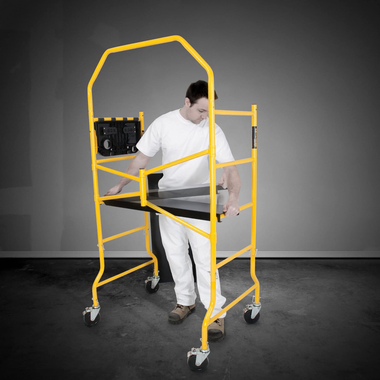MetalTech 4 Ft Scaffolding Platform, Adjustable, Foldable and Rolling Scaffold Platform with 4-Inch Locking Wheels for Construction & DIY Projects