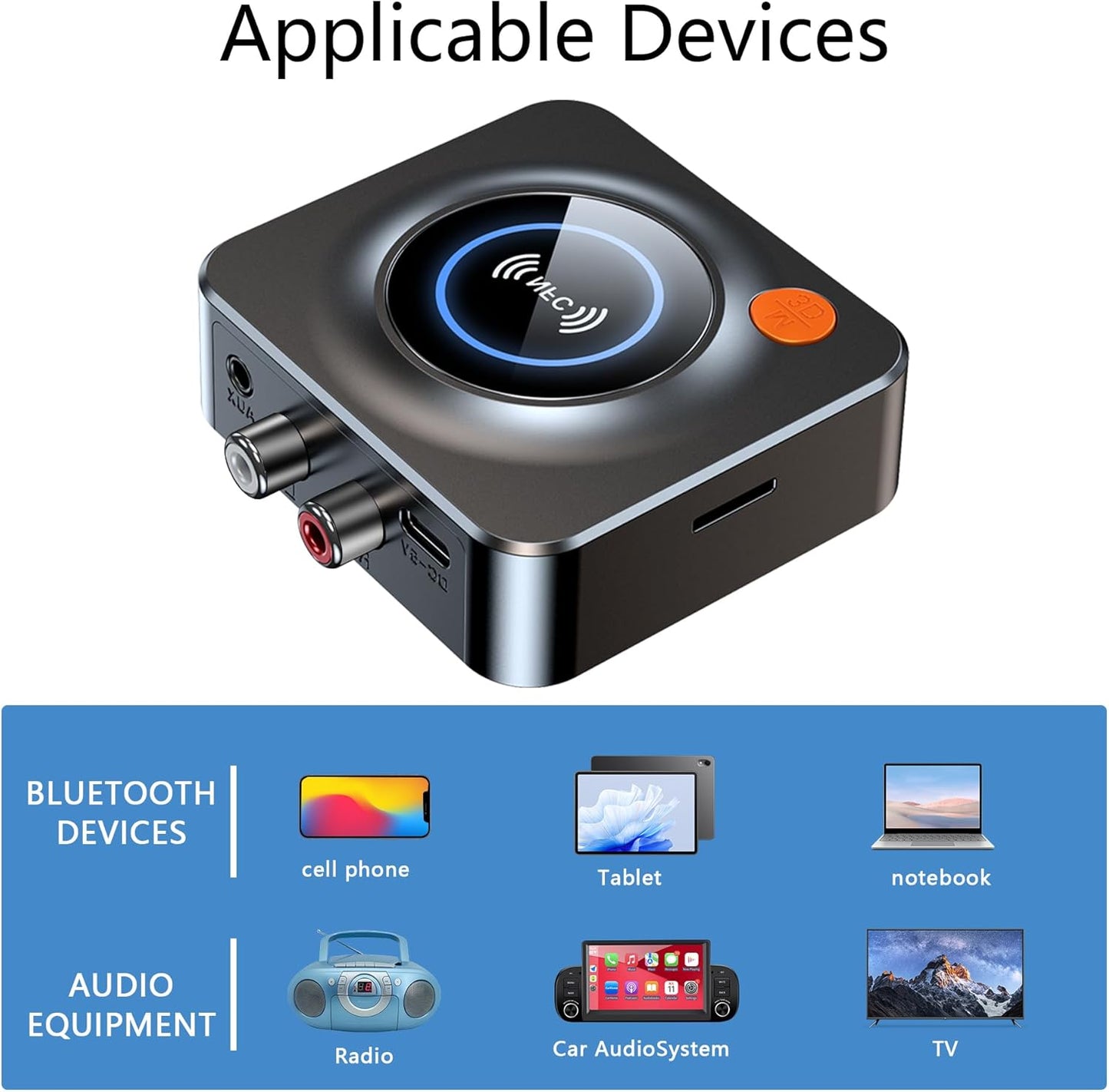 LSLYA Pair,3.5mm Bluetooth Receiver for Home Stereo, NFC Quick AUX/RCA,TF Card Slot,Wireless Bluetooth Audio Adapter