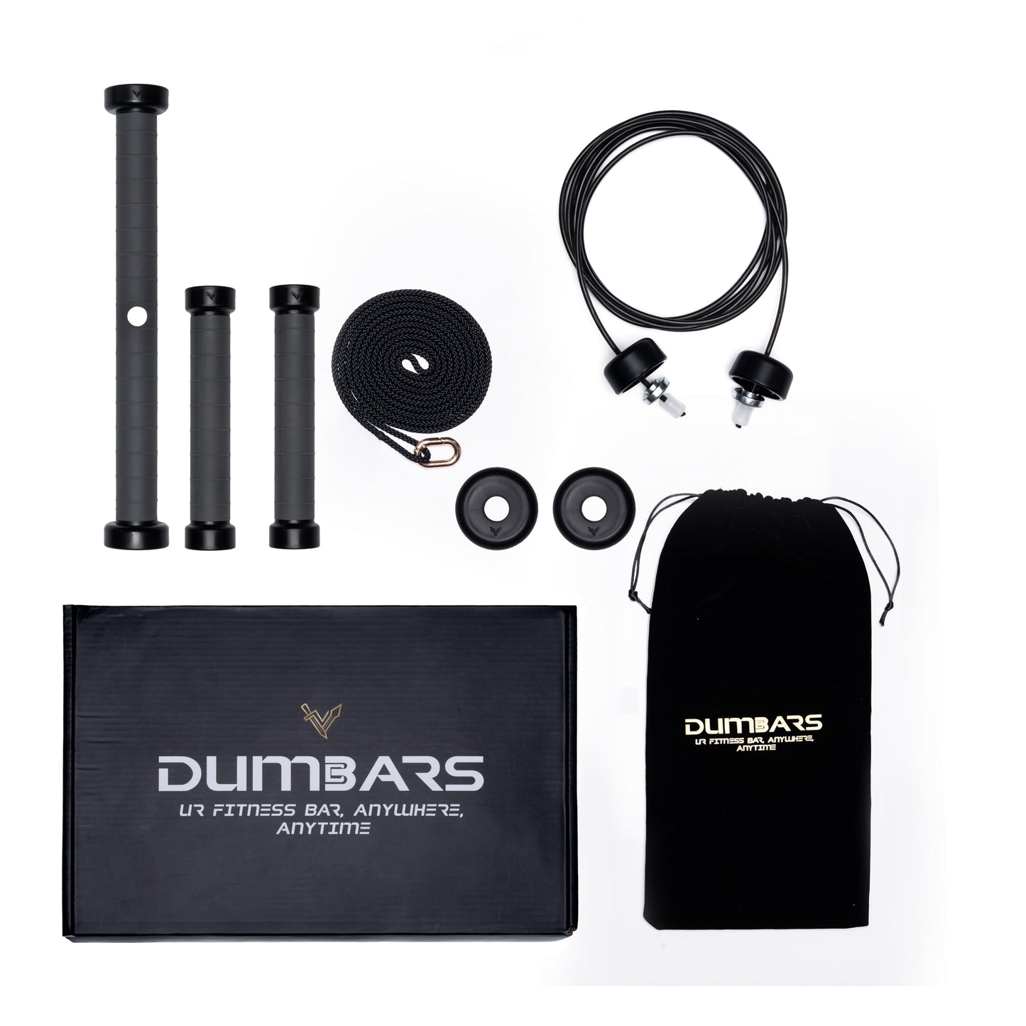 Dumbbars Modular Fitness Bar – 6-in-1 Portable Home Gym System for Clubbell, Mace, Forearm Training, Jump Rope, Dumbbell & Barbell | Adjustable Weight Bar for Strength, Posture & Full Body Workouts
