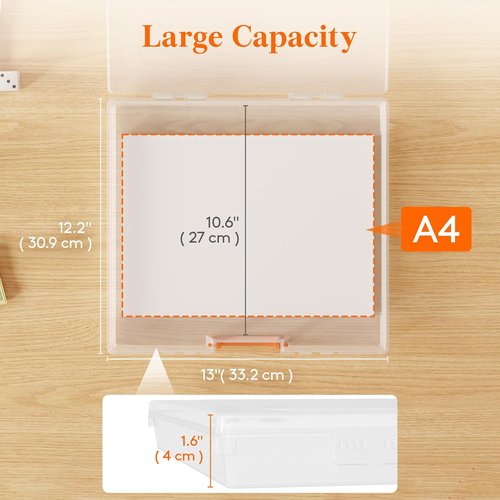 Lifewit Paper Storage Boxes - 6 Pcs Portable Organizer with Secure Latch & Handle | Ideal for Games, Crafts, Documents