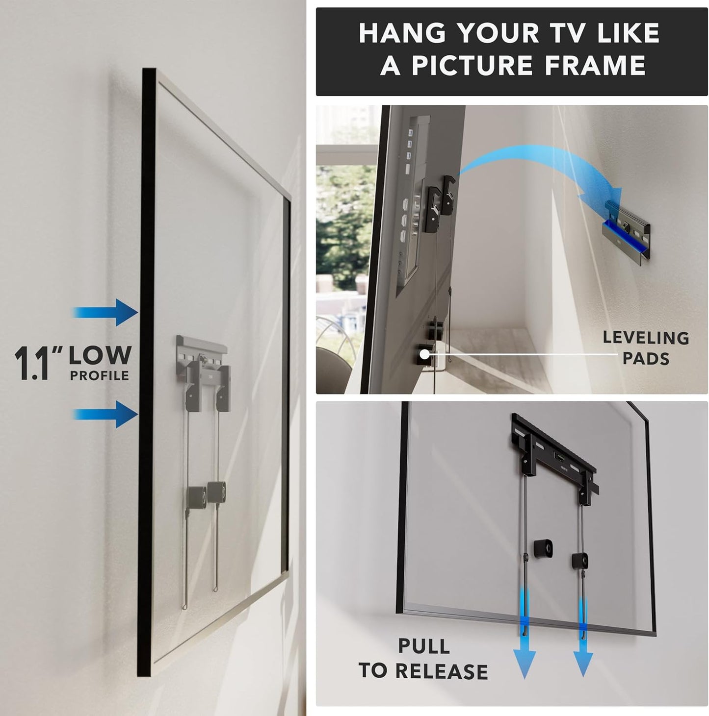 Mount-It! 2365 Inch 1.1 77 lbs/132 lbs, 100x100400x400 No Stud TV Wall Mount, Studless Drywall TV Bracket for Flat